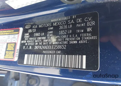 2020 Kia Rio S from USA, damaged, VIN 3KPA24AD0LE258652